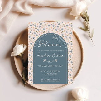 Baby in Bloom Blaue Wildblumen-Baby-Party Einladung