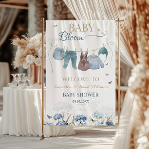 Baby in Bloom Blaue Wildblumen-Wäscheleine Banner