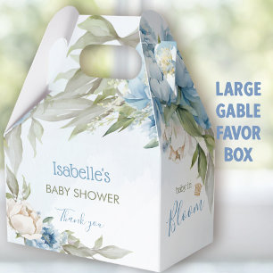 Baby in Bloom Blue Boy Babydusche Großes Gabel Geschenkschachtel