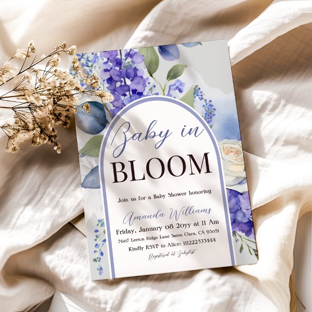 Baby in Bloom Blue Boy Floral Baby Shower Einladung (Von Creator hochgeladen)