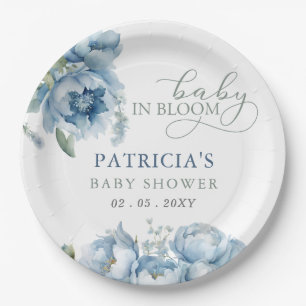 Baby in Bloom Blue Floral Boy Baby Dusche Pappteller
