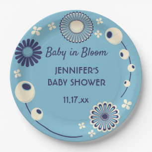 Baby in Bloom Blue Floral Boy Dusche Pappteller