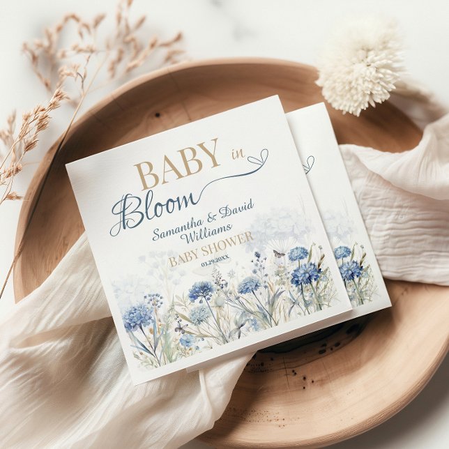 Baby in Bloom Blue Meadow Wildflower Botanical Serviette (Von Creator hochgeladen)