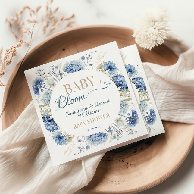 Baby in Bloom Blue Wildflower Botanical  Serviette (Von Creator hochgeladen)