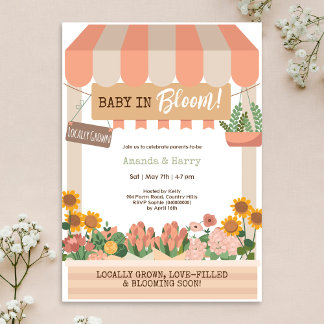 Baby in Bloom Blume Market Girl Baby Dusche Einladung