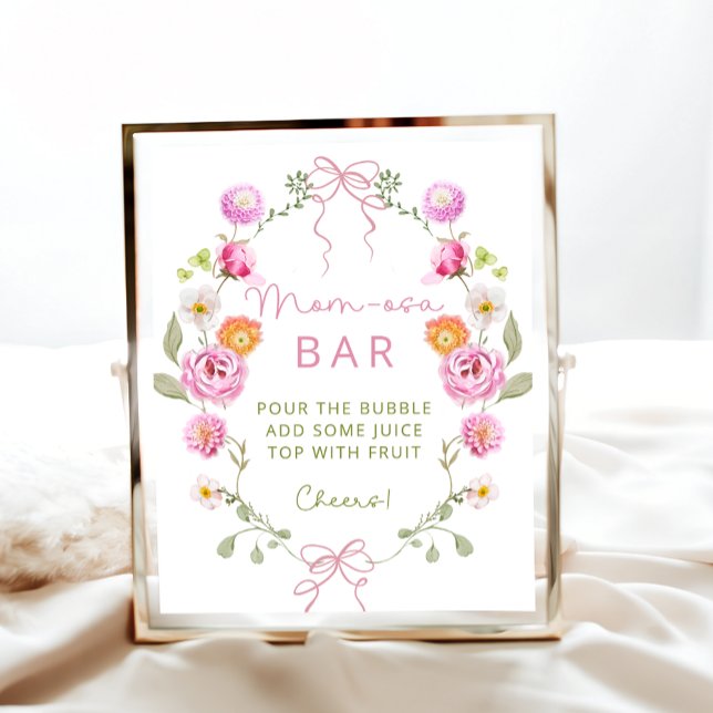 Baby in Bloom Blume Pink Bow Momosa Bar Poster (Von Creator hochgeladen)