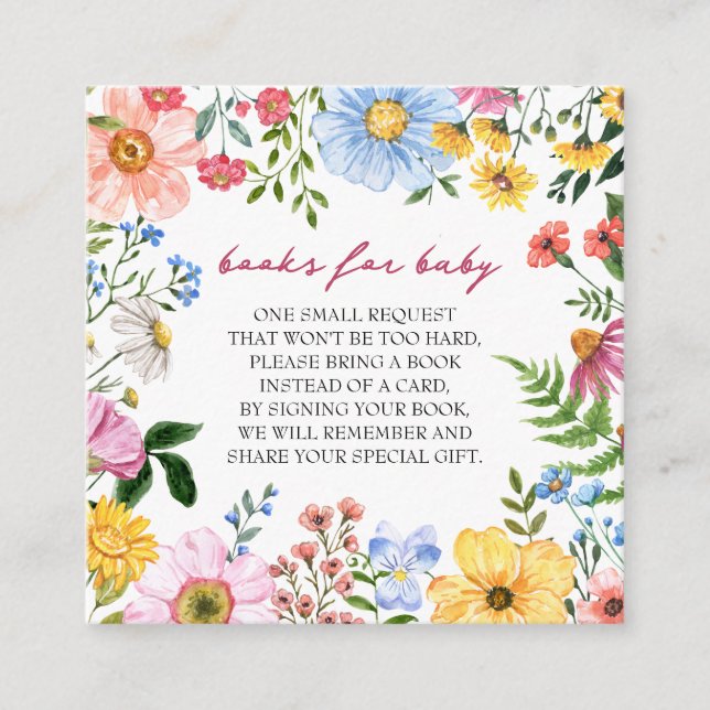 Baby in Bloom | Blumenbücher für Babydusche Begleitkarte (Vorderseite)