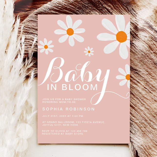 Baby in Bloom Blush Pink Girly Daisy Dusche Einladung (Von Creator hochgeladen)