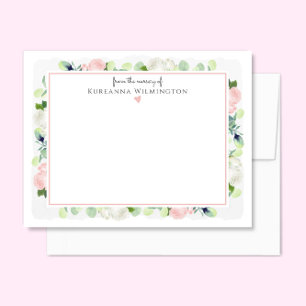 Baby in Bloom Blush Pink Roses New Baby Girl Dankeskarte