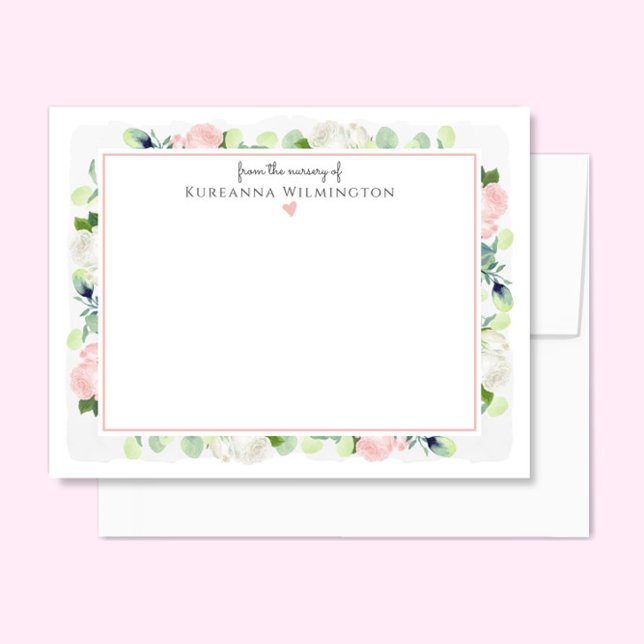 Baby in Bloom Blush Pink Roses New Baby Girl Dankeskarte (Von Creator hochgeladen)