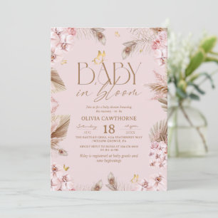 Baby in Bloom Blush Rosa Baby Shower Einladung