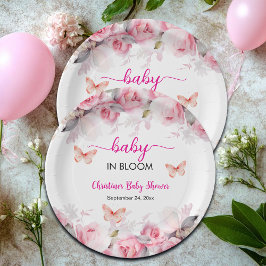 Baby in Bloom Blush Rose Kinderdusche Pappteller