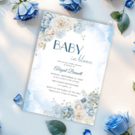 Baby in Bloom Bohemisch Blue Rose Baby Dusche Einladung