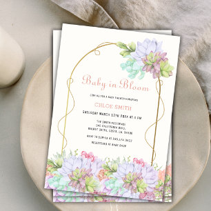 Baby in Bloom Boho Arch Cactus Baby Shower Einladung