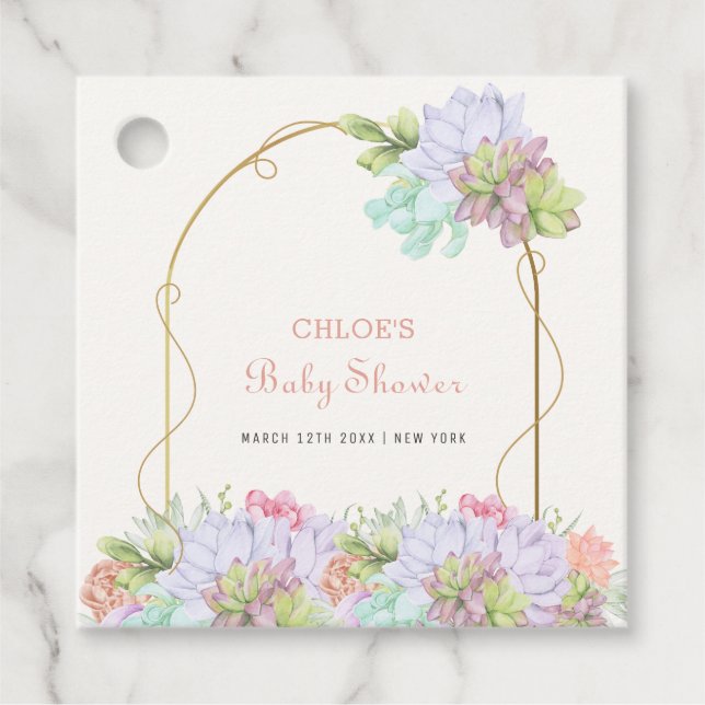 Baby in Bloom Boho Arch Cactus Baby Shower Geschenkanhänger (Vorderseite)