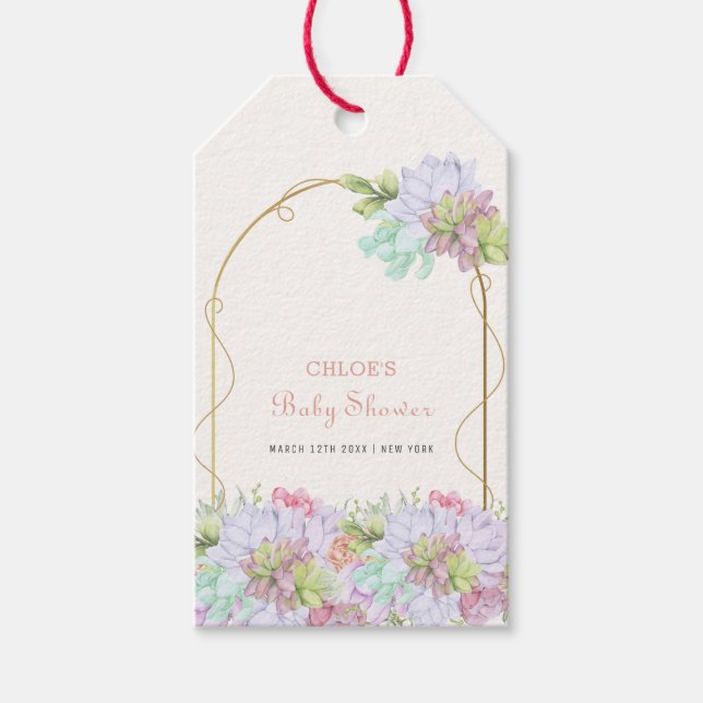 Baby in Bloom Boho Arch Cactus Baby Shower Geschenkanhänger (Vorderseite)