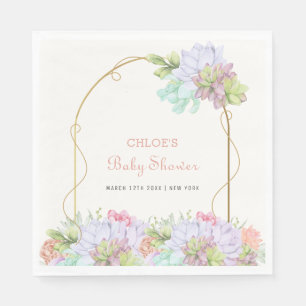 Baby in Bloom Boho Arch Cactus Baby Shower Serviette