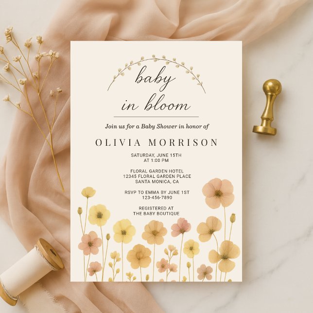 Baby In Bloom Boho Baby Shower  Einladung (Von Creator hochgeladen)