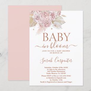 Baby in Bloom Boho Baby shower Girl Invitation