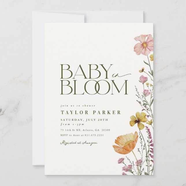 Baby in Bloom Boho Baby shower Invitation (Devant)