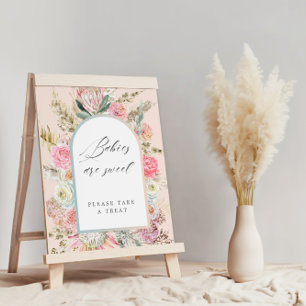 Baby In Bloom Boho-Blumen-Babysind-süß-Schild Poster