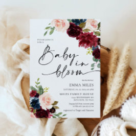 Baby in Bloom Boho Burgundy Blush Baby Dusche Einladung