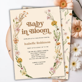 Baby in Bloom Boho Chic Floral Baby Dusche Einladung