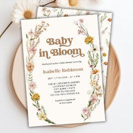 Baby in Bloom Boho Chic Floral Cream Baby Dusche Einladung