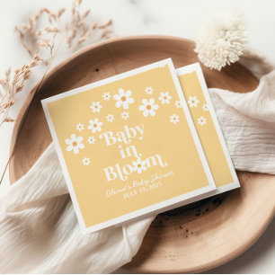Baby in Bloom Boho-Daisy Gelbe Babyparty Serviette