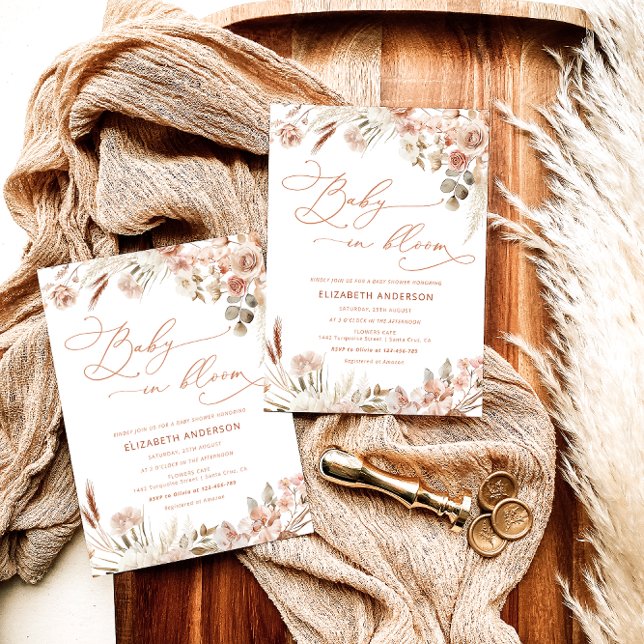 Baby in Bloom Boho Fall Floral Baby Dusche Einladung (Von Creator hochgeladen)