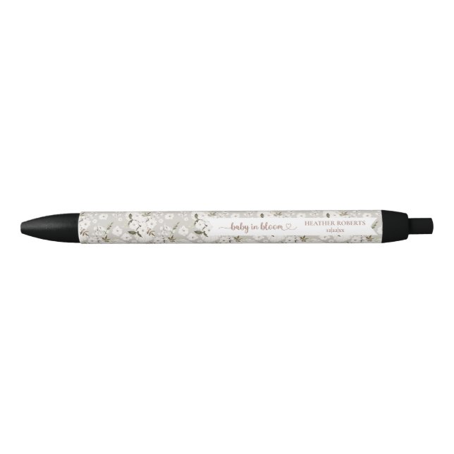 Baby in Bloom Boho Floral Baby Dusche Pen Kugelschreiber (Vorderseite)