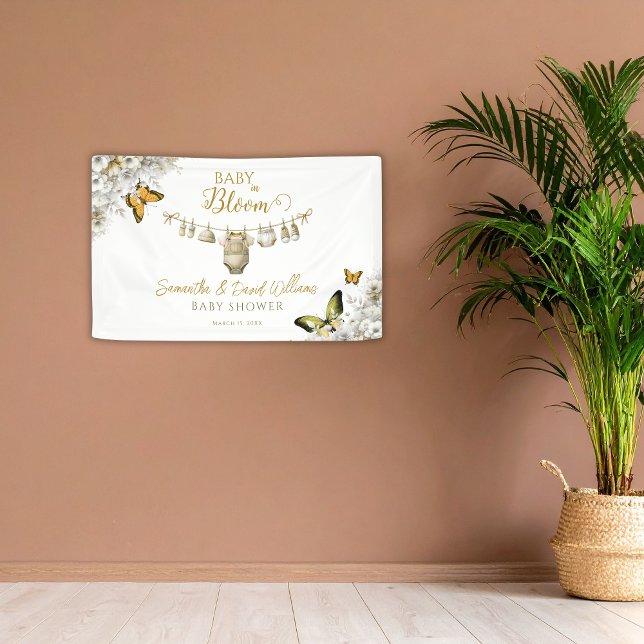 Baby in Bloom Boho Floral Backdrop Baby Shower Banner (Von Creator hochgeladen)