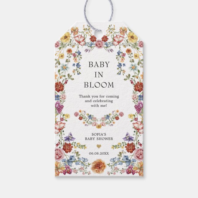 Baby in Bloom Boho Garden Flowers Baby Shower Geschenkanhänger (Vorderseite)