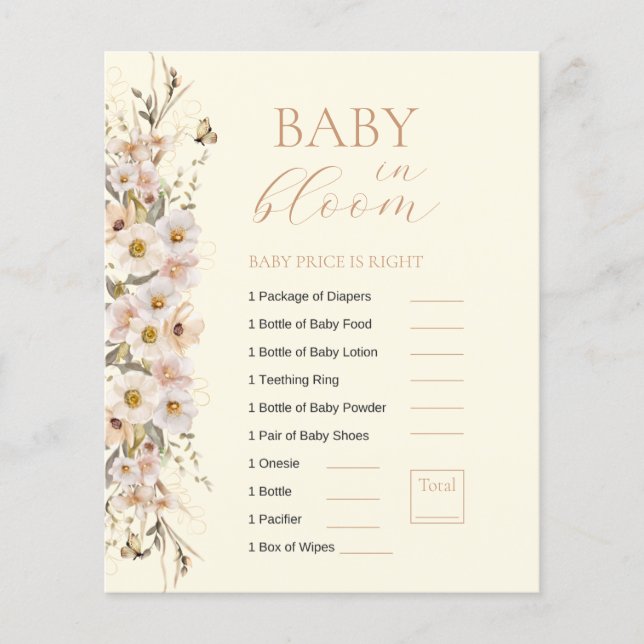 Baby in Bloom Boho Neutral Baby Shower Game (Vorderseite)