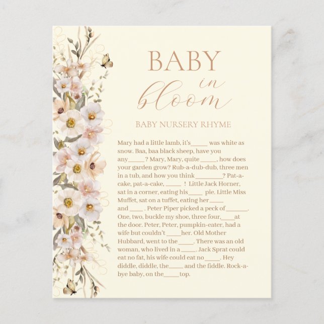 Baby in Bloom Boho Neutral Baby Shower Game (Vorderseite)