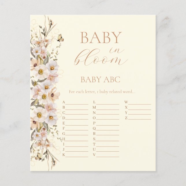 Baby in Bloom Boho Neutral Baby Shower Game (Vorderseite)
