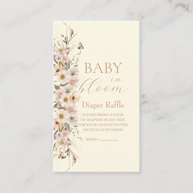 Baby in Bloom Boho neutrale Babydusche, Windeln Begleitkarte (Vorderseite)
