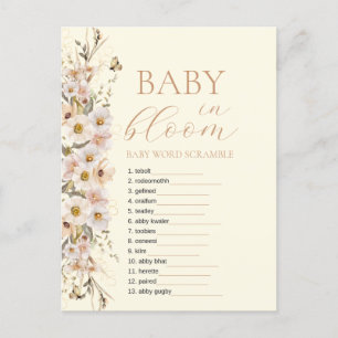 Baby In Bloom Boho Neutrale Babyparty-Spiel Postkarte