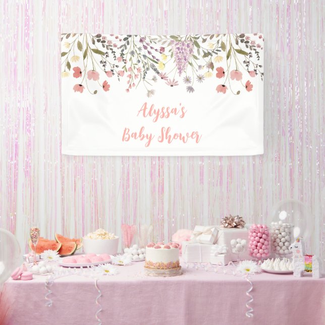Baby in Bloom Boho Wildblume Babydusche Banner (Party)