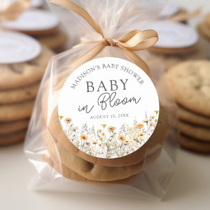 Baby in Bloom Boho Wildflower-Baby-Party Runder Aufkleber