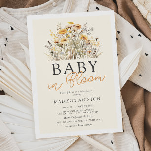 Baby In Bloom Boho Wildflower Baby Shower Einladung