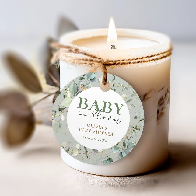 Baby in Bloom Botanical Eucalyptus Baby Showroom Geschenkanhänger (Von Creator hochgeladen)
