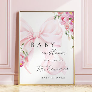 Baby in Bloom Bow Baby Shower Begrüßungsplakat Poster