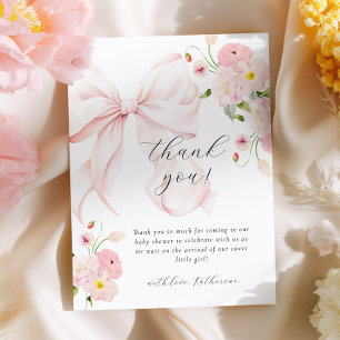 Baby in Bloom Bow Pink Dankeskarte