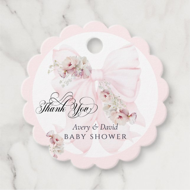 Baby in Bloom Bow Spring Garden Girl Baby Dusche Geschenkanhänger (Vorderseite)