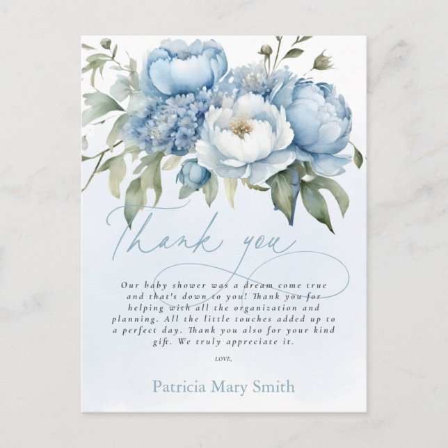 Baby in Bloom Boy Baby Shower Thank You  Postkarte (Vorderseite)