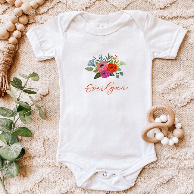 Baby in Bloom Bright Bloral Baby Name Strampler (Von Creator hochgeladen)