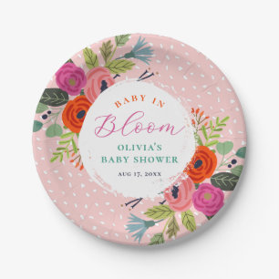 Baby in Bloom Bright Floral Baby Dusche Pappteller