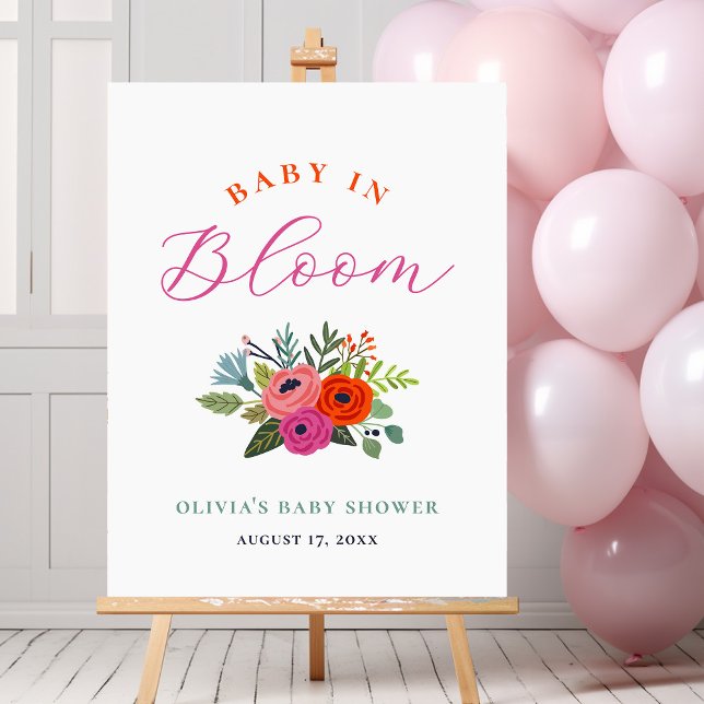 Baby in Bloom Bright Floral Baby Dusche Willkommen Poster (Von Creator hochgeladen)
