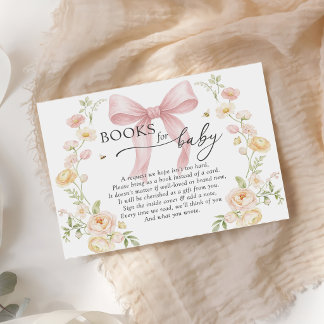 Baby in Bloom Buchwunsch Rosa Schleife Baby-Empfan Begleitkarte